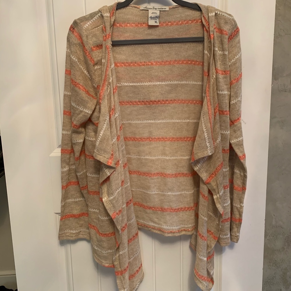 Peach and white striped sweater